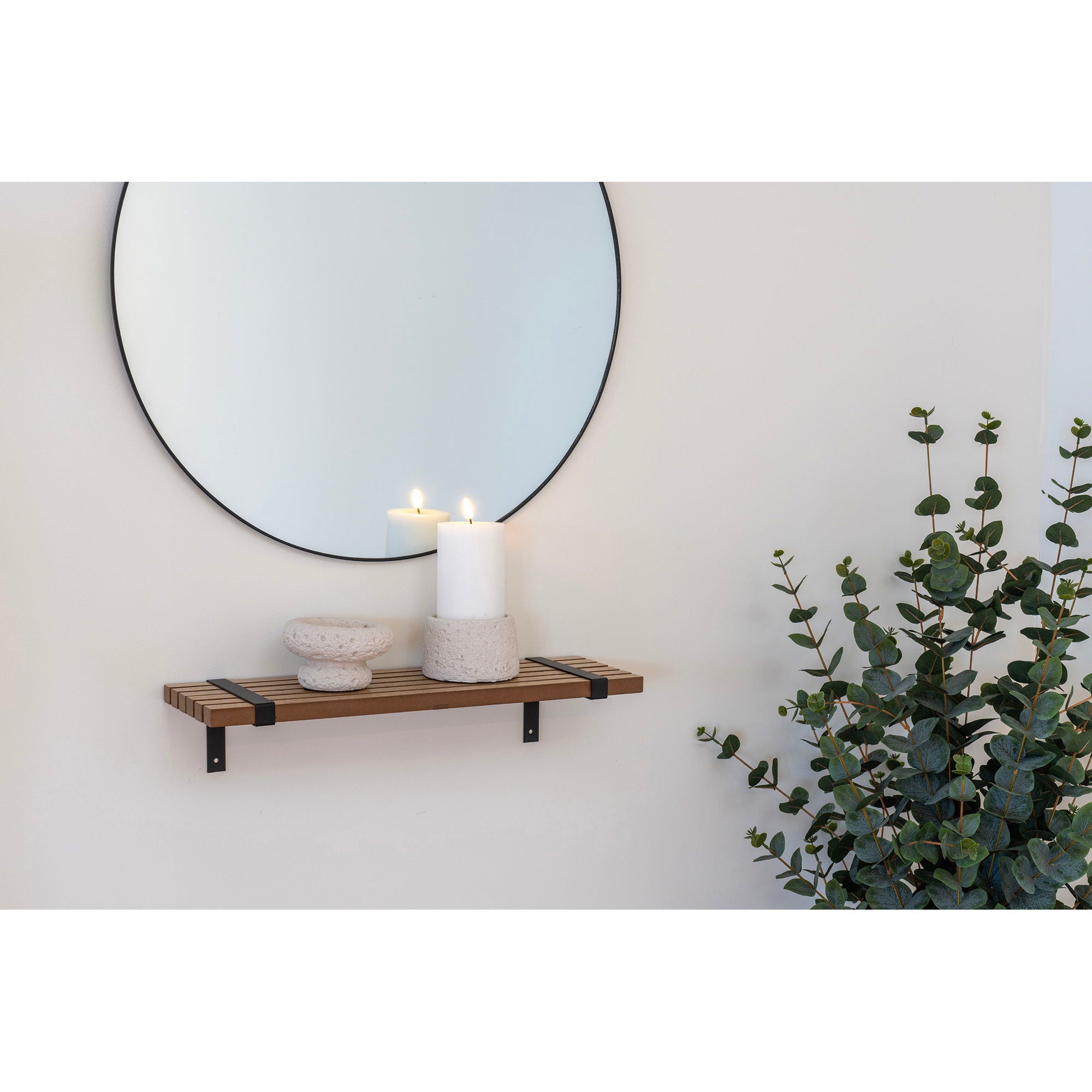 Luxor – Wandregal, Eschefurnier/Metall, natur/schwarz, 50×15×10 cm